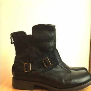 Black Ugg Cybele ankle boots with hardware